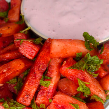 watermelon fries with yogurt sauce